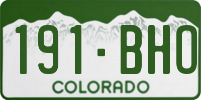 CO license plate 191BHO