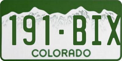 CO license plate 191BIX