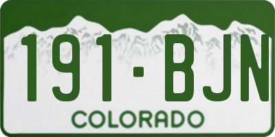CO license plate 191BJN