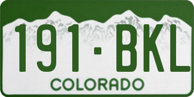 CO license plate 191BKL