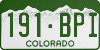 CO license plate 191BPI