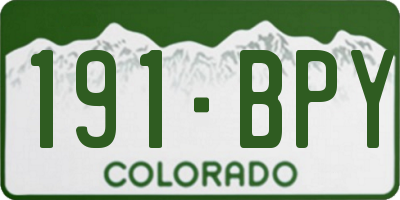 CO license plate 191BPY