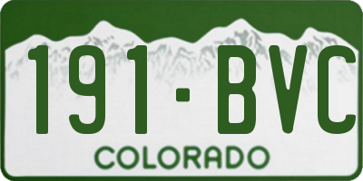 CO license plate 191BVC