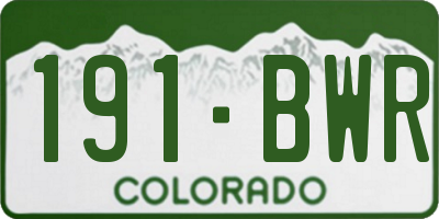 CO license plate 191BWR
