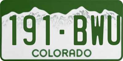 CO license plate 191BWU
