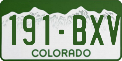 CO license plate 191BXV