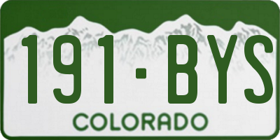 CO license plate 191BYS
