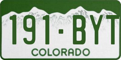 CO license plate 191BYT