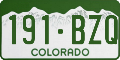 CO license plate 191BZQ