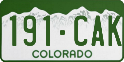 CO license plate 191CAK