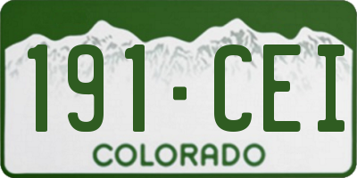 CO license plate 191CEI