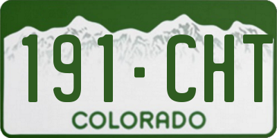 CO license plate 191CHT