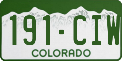 CO license plate 191CIW