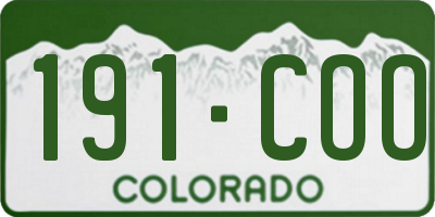 CO license plate 191COO
