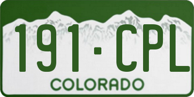 CO license plate 191CPL