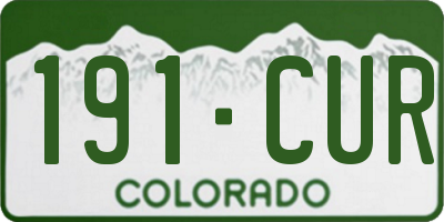 CO license plate 191CUR