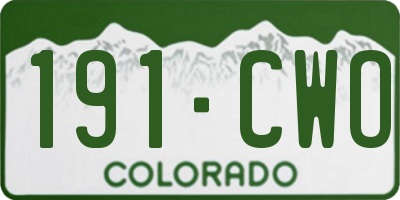 CO license plate 191CWO