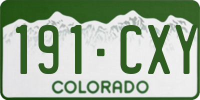 CO license plate 191CXY