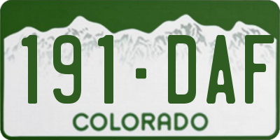 CO license plate 191DAF