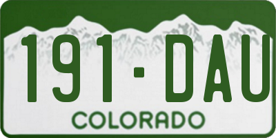 CO license plate 191DAU