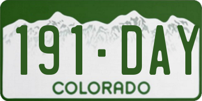 CO license plate 191DAY