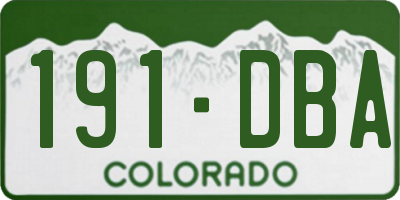 CO license plate 191DBA