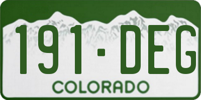 CO license plate 191DEG