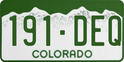 CO license plate 191DEQ