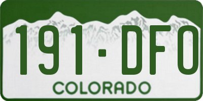 CO license plate 191DFO