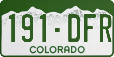 CO license plate 191DFR