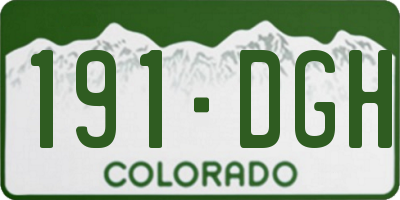 CO license plate 191DGH