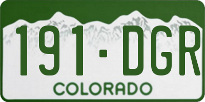 CO license plate 191DGR