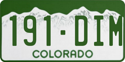 CO license plate 191DIM