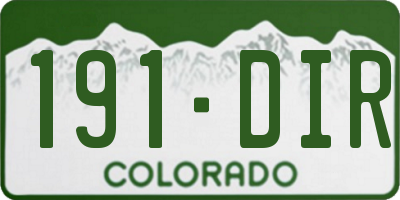 CO license plate 191DIR