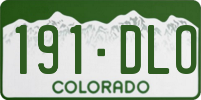 CO license plate 191DLO