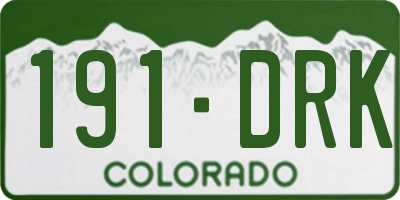 CO license plate 191DRK