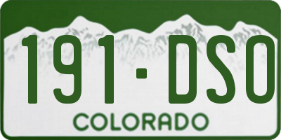 CO license plate 191DSO
