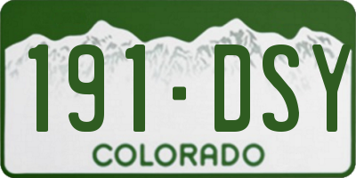 CO license plate 191DSY