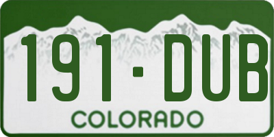 CO license plate 191DUB