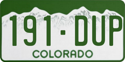 CO license plate 191DUP