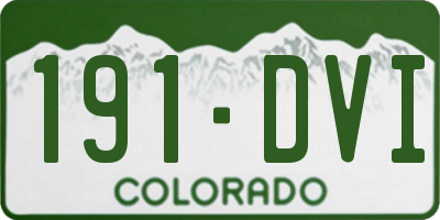 CO license plate 191DVI