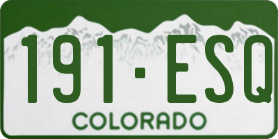 CO license plate 191ESQ