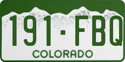 CO license plate 191FBQ