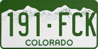 CO license plate 191FCK