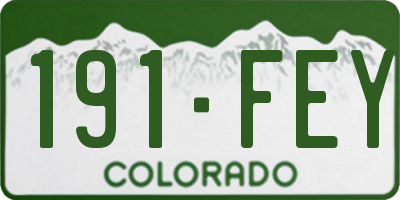 CO license plate 191FEY