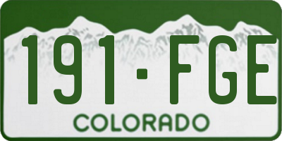 CO license plate 191FGE