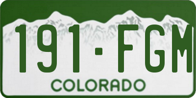 CO license plate 191FGM