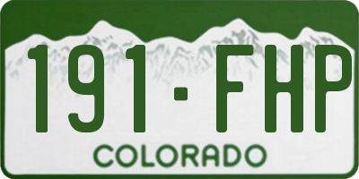 CO license plate 191FHP