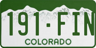 CO license plate 191FIN