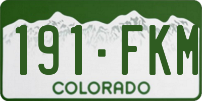 CO license plate 191FKM